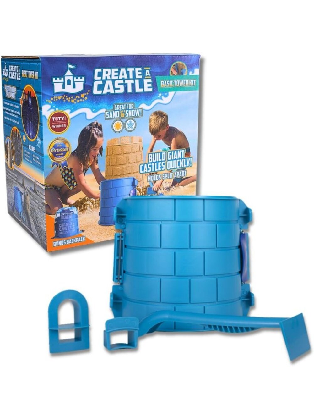 Castle Sandcastle Kit - 4 Piece Beach Toy Set for Kids & Adults, Building Tools